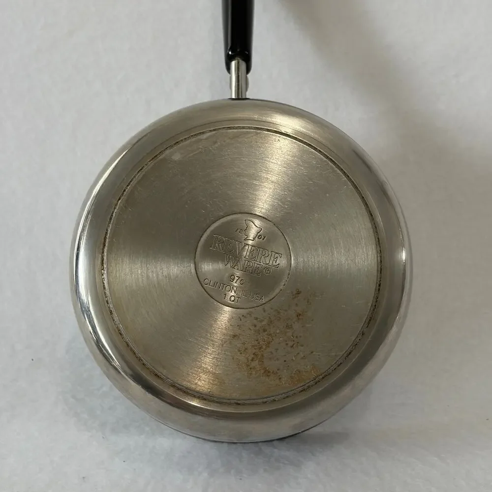 Revere Ware 1 QT Saucepan Pot & Lid Clinton 97C Aluminum Disc Bottom Stainless
